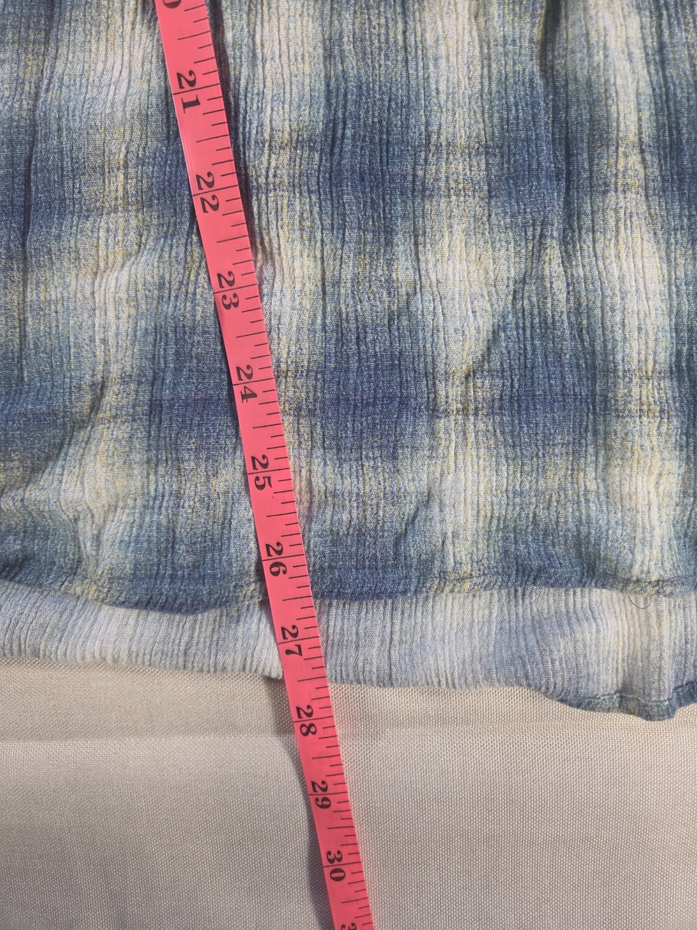 Maeve Anthropologie Plaid Peasant Tunic Top Medium Blue Cream Boho Babydoll - Picture 8 of 8